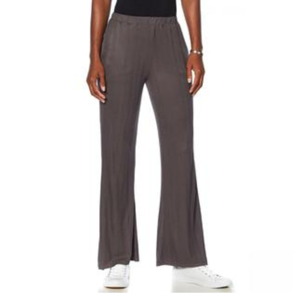 Soft & Cozy Loungewear Women's Cool Luxe Knit Ribbed Pants Royal Gray Large